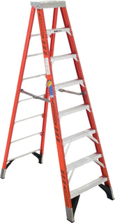 WERNER 7408 Step Ladder, 12 ft Max Reach H, 5-Step, 375 lb, Type IAA Duty Rating, 3 in D Step, Aluminum/Fiberglass